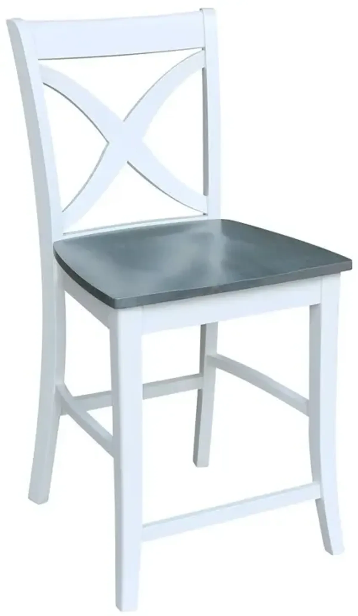 John Thomas Cosmopolitan 24 Inch Salerno Wood Stool in Heather Gray & White