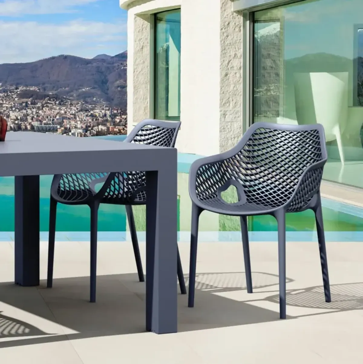 Compamia Air XL Outdoor Dining Arm Chair Dark Gray