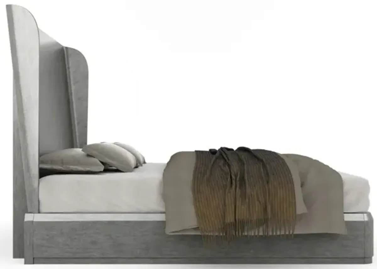 Casa Inspirata Continental King Bed in Argento Medium Grey Wood Finish