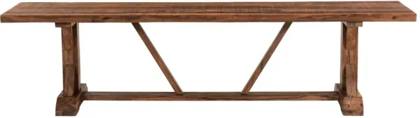 CARSON EXTOTIC SOLID SHEESHAM WOOD DINING BENCH WITH TRESTLE BASE AND CHATTERMARK FINISH