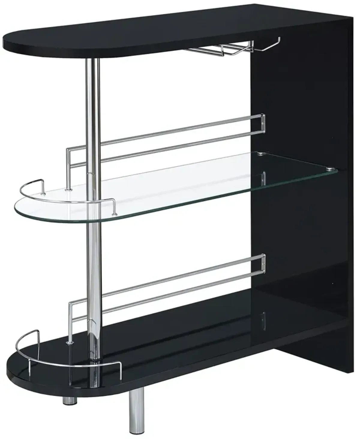 Coaster Adolfo Rectangular 2-Tier Home Bar Table Black High Gloss