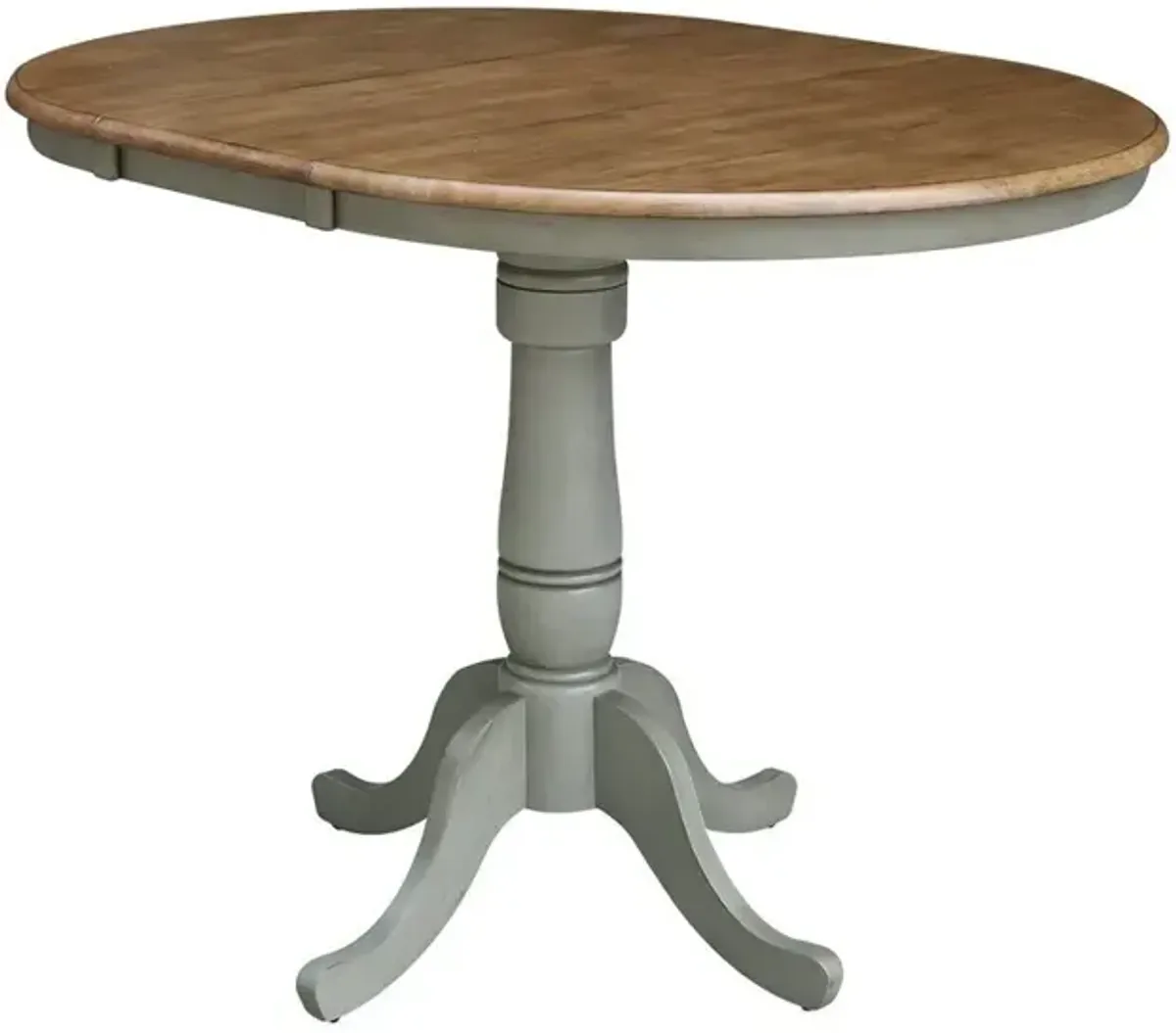 DINING ESSENTIALS 36 INCH EXTENSION TABLE WITH 36 INCH TRADITIONAL PEDESTAL BASE IN HICKORY/STONE