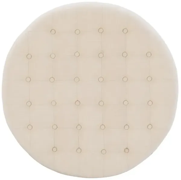 Linon Isabelle Natural Round Tufted Ottoman