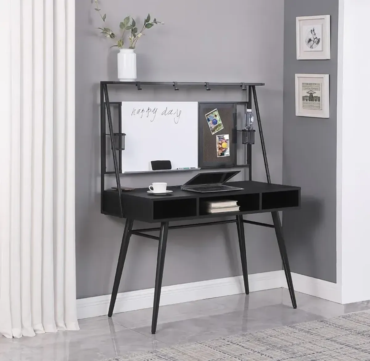 Coaster Jessie 47 Inch Writing Desk with Whiteboard & Usb Black