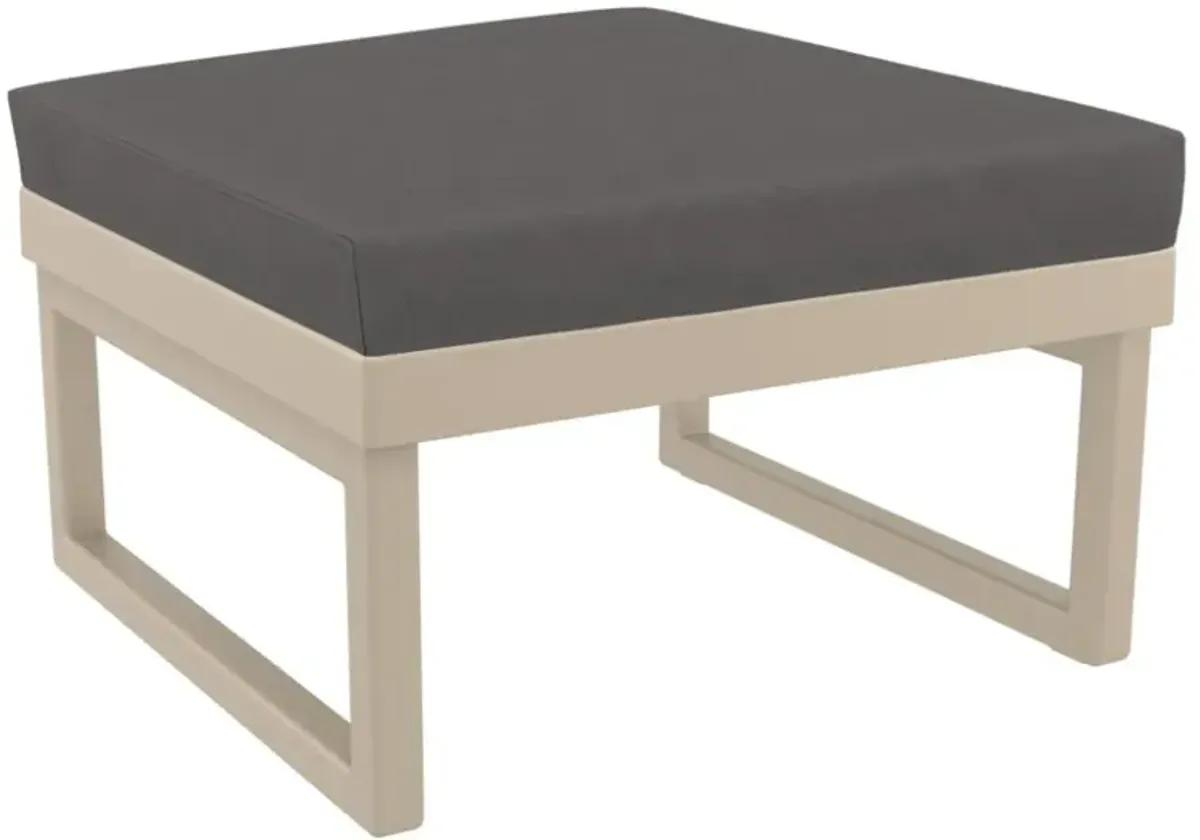 Compamia Mykonos Ottoman Taupe with Sunbrella Charcoal Cushion