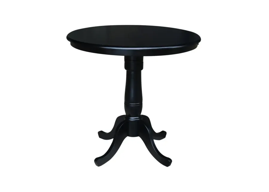 DINING ESSENTIALS 36 INCH ROUND TABLE TOP WITH 36 INCH TRADITIONAL PEDESTAL BASE WITH EXTENSION IN BLACK