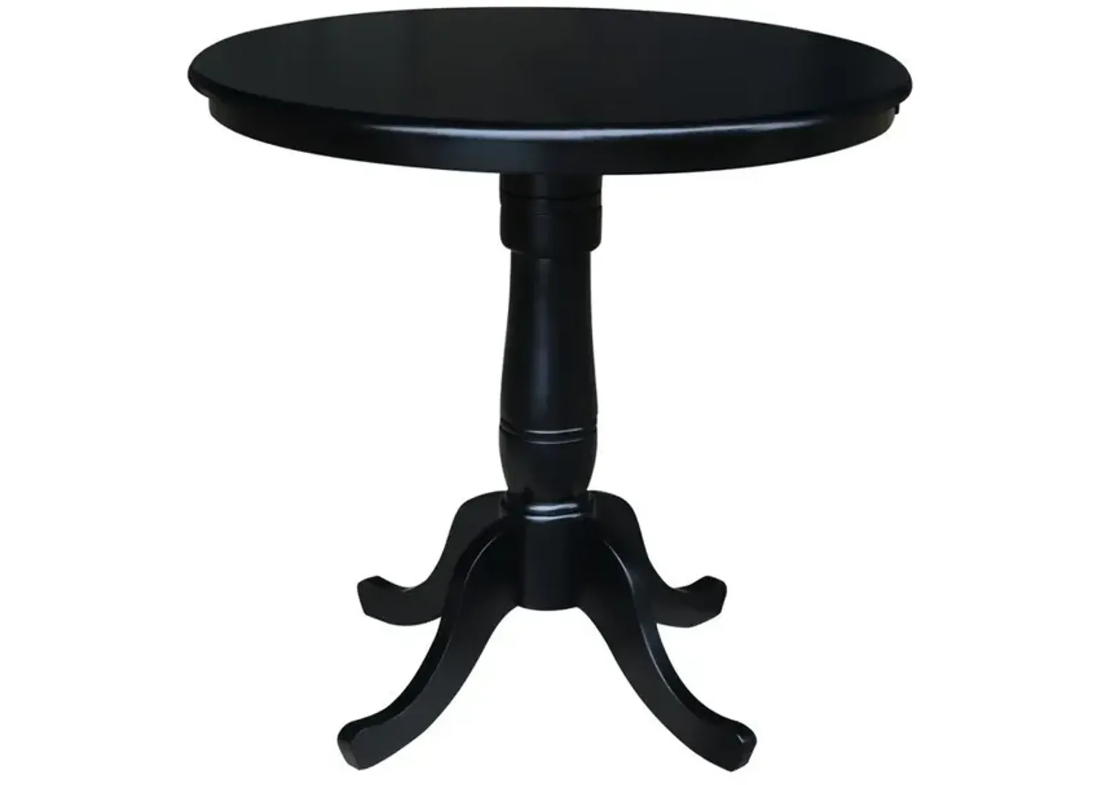 John Thomas Dining Essentials 36 Inch Round Table Top with 36 Inch Traditional Pedestal Base with Extension in Black