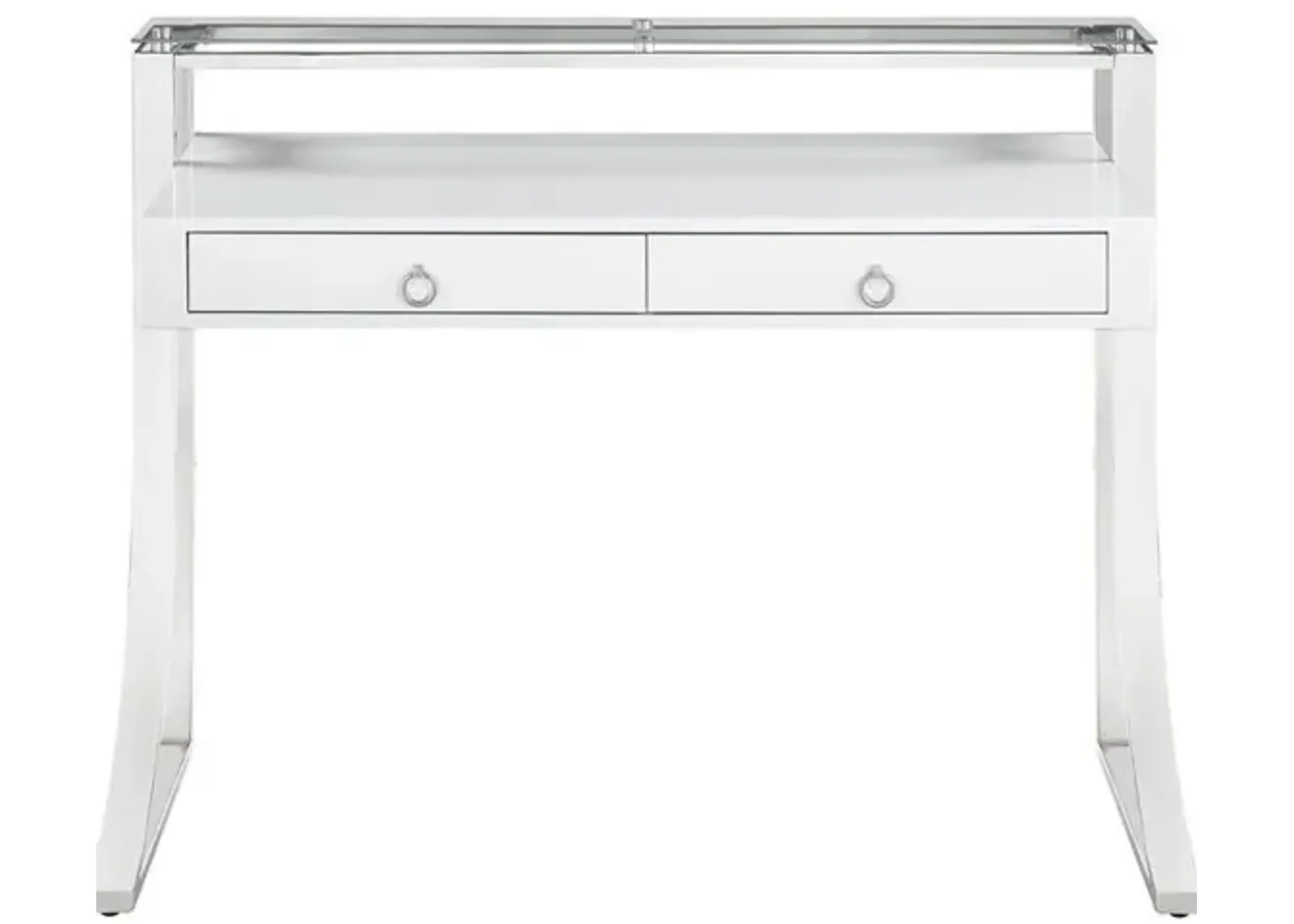 Coaster Gemma 48 Inch 2-Drawer Writing Desk White High Gloss