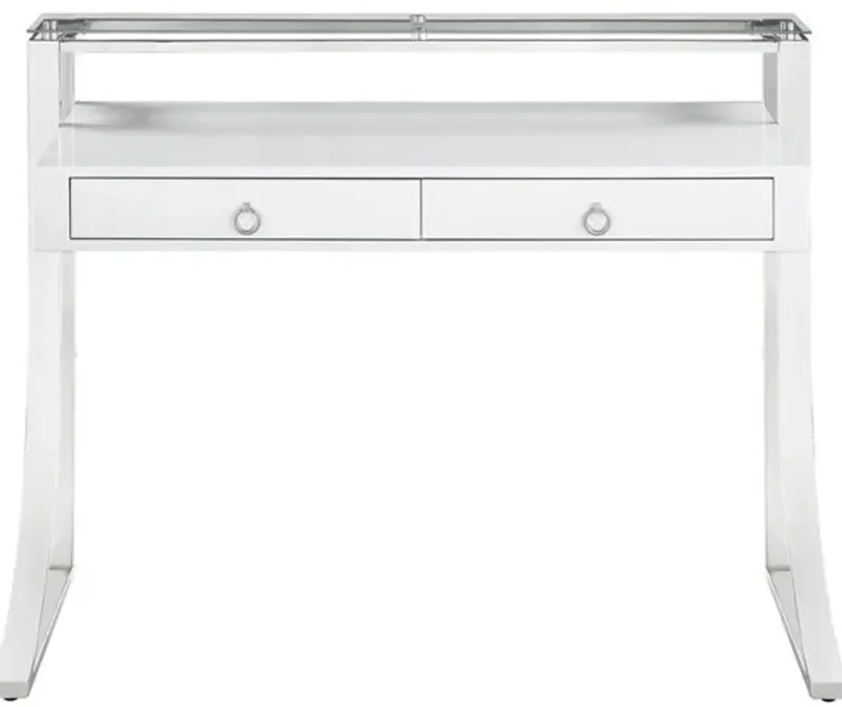 Coaster Gemma 48 Inch 2-Drawer Writing Desk White High Gloss