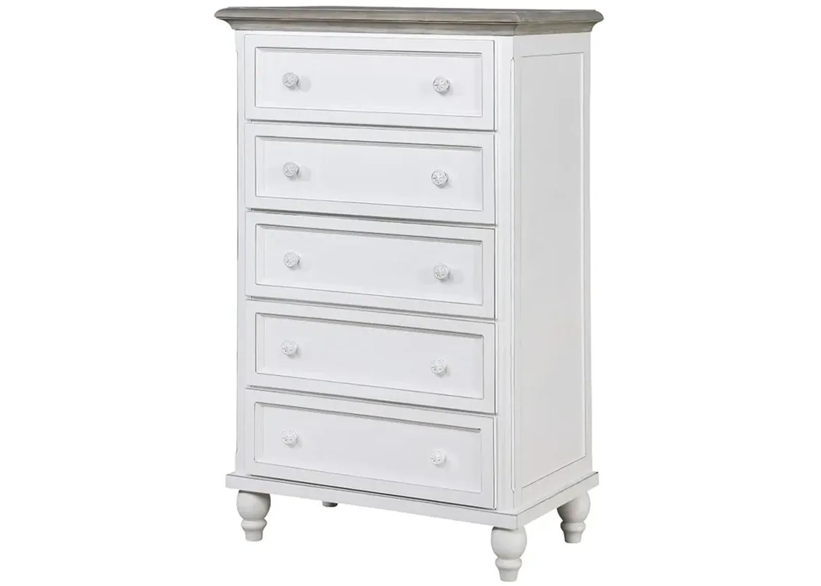 Madison Avenue Tradewinds Antique White & French Gray 5-Drawer Chest