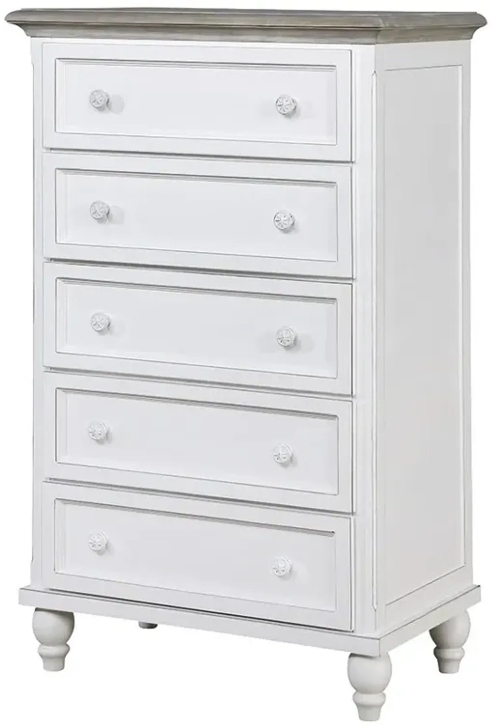 Madison Avenue Tradewinds Antique White & French Gray 5-Drawer Chest