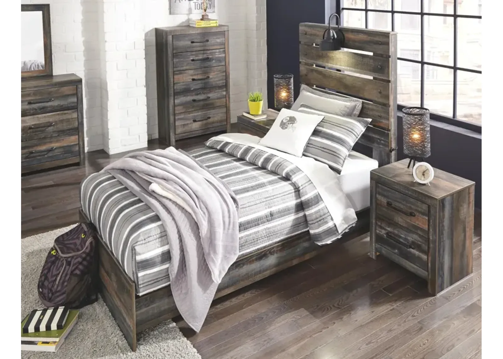 Drystan Brown Twin Panel Bed