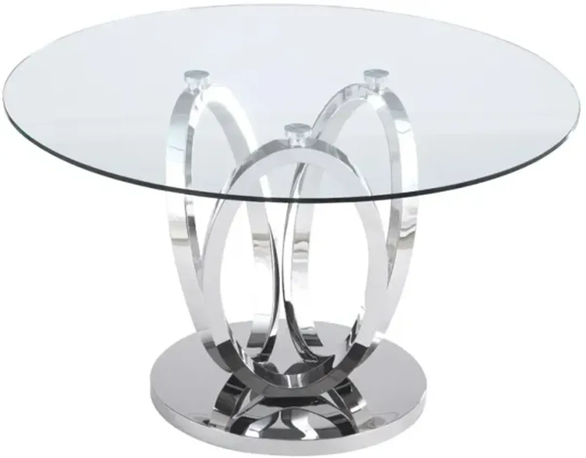 Chintaly Evelyn Contemporary Dining Table Set with Glass Top Table & 4 Chairs