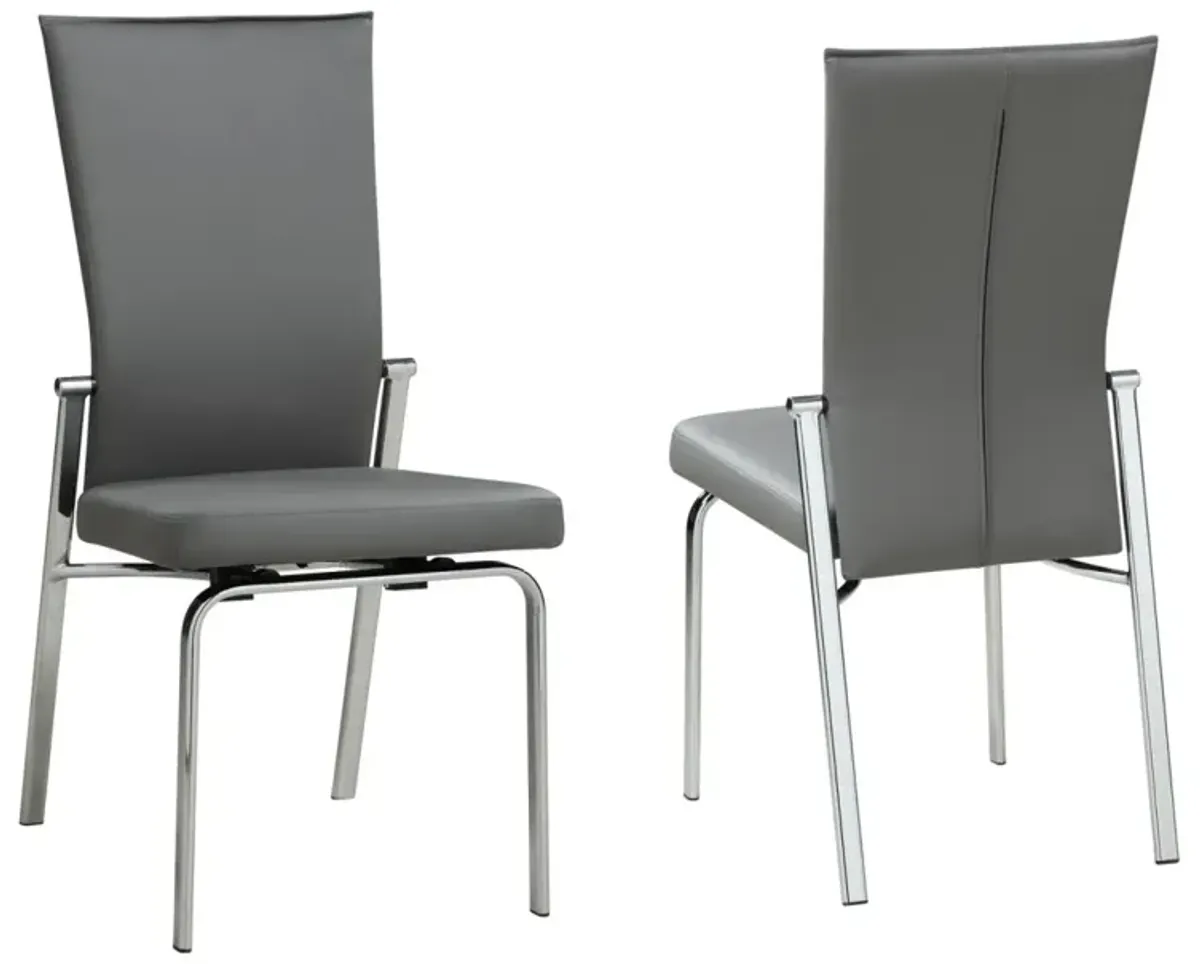 Chintaly Molly Grey Contemporary Motion-Back Side Chair with Chrome Frame