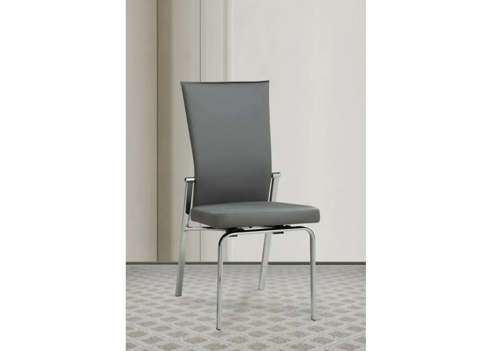 Chintaly Molly Grey Contemporary Motion-Back Side Chair with Chrome Frame