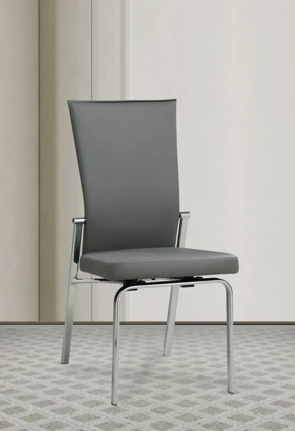 Chintaly Molly Grey Contemporary Motion-Back Side Chair with Chrome Frame