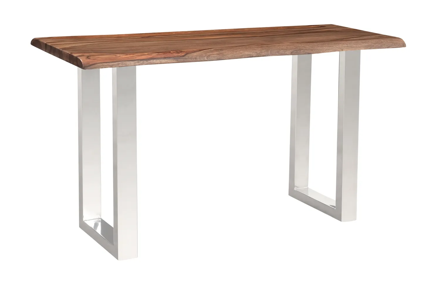 DUNSTAN SOLID WOOD LIVE EDGE TOPPED CONSOLE SOFA TABLE WITH CHROME LEGS