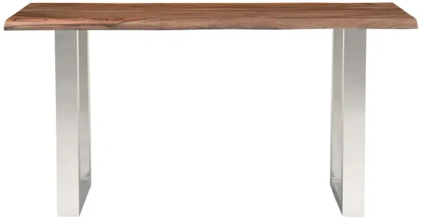 DUNSTAN SOLID WOOD LIVE EDGE TOPPED CONSOLE SOFA TABLE WITH CHROME LEGS