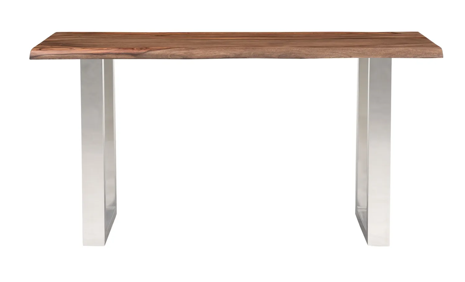 DUNSTAN SOLID WOOD LIVE EDGE TOPPED CONSOLE SOFA TABLE WITH CHROME LEGS