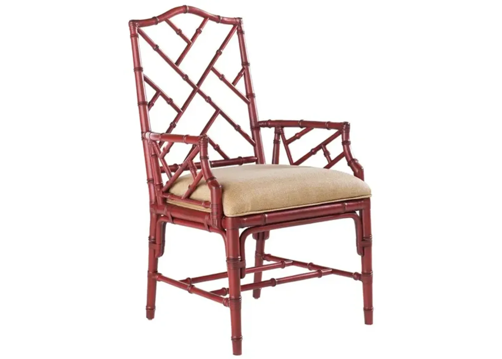 Tommy Bahama Home by Lexington Island Estate Cross Back Armchair Wood/Upholstered/Fabric in Red/Brown