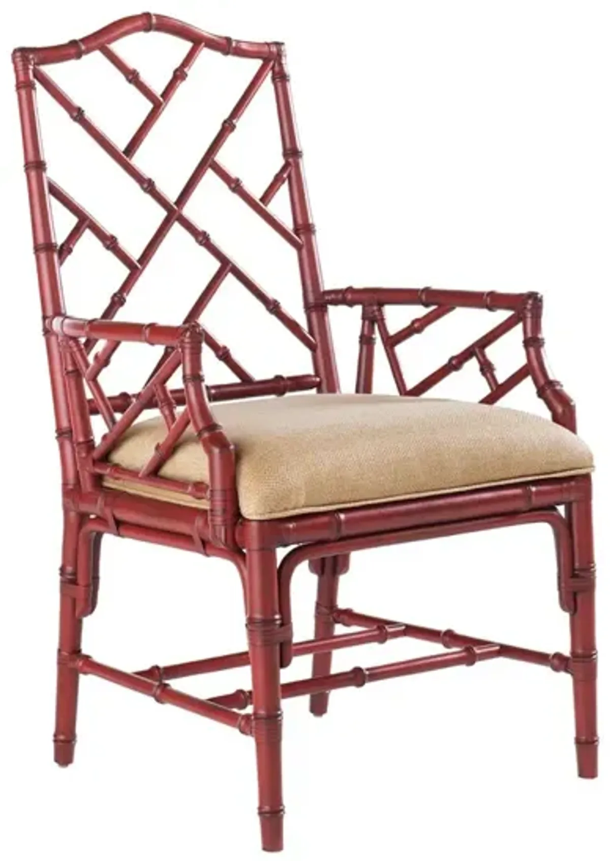 Tommy Bahama Home by Lexington Island Estate Cross Back Armchair Wood/Upholstered/Fabric in Red/Brown