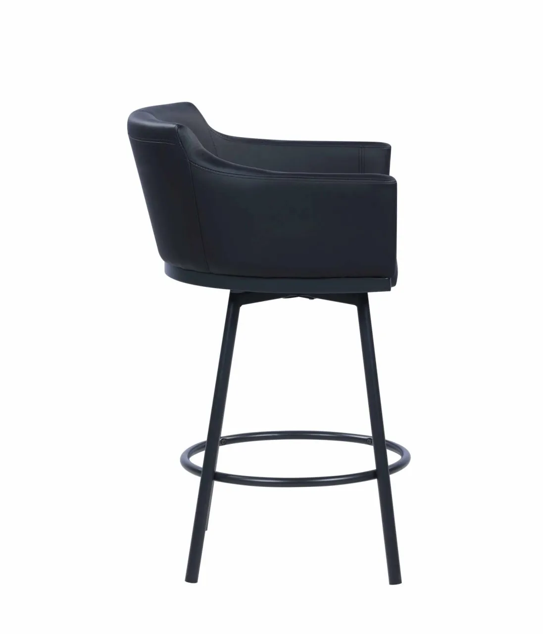 DEMI BLACK MODERN CLUB COUNTER STOOL WITH MEMORY SWIVEL