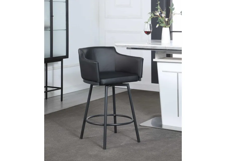 DEMI BLACK MODERN CLUB COUNTER STOOL WITH MEMORY SWIVEL