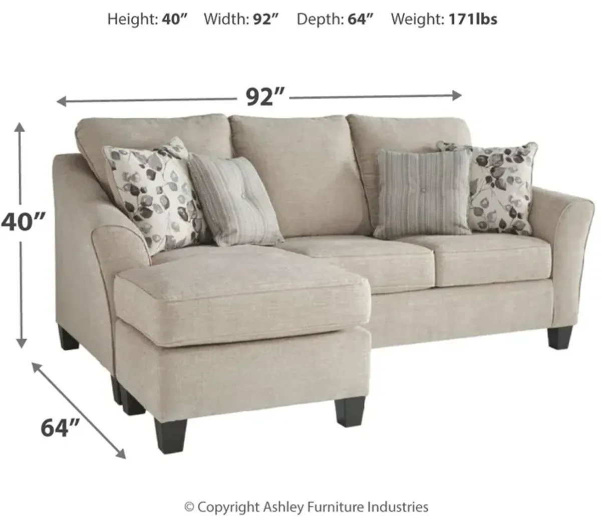 Ashley Abney Sofa Chaise Driftwood Benchcraft