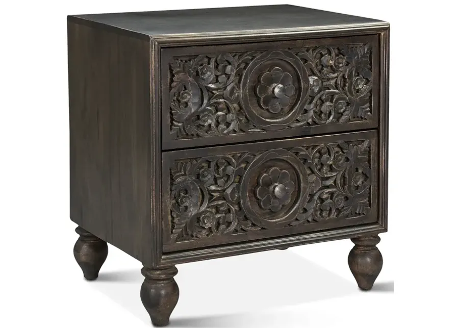 TAJ VINTAGE BROWN MANGO WOOD NIGHT CHEST