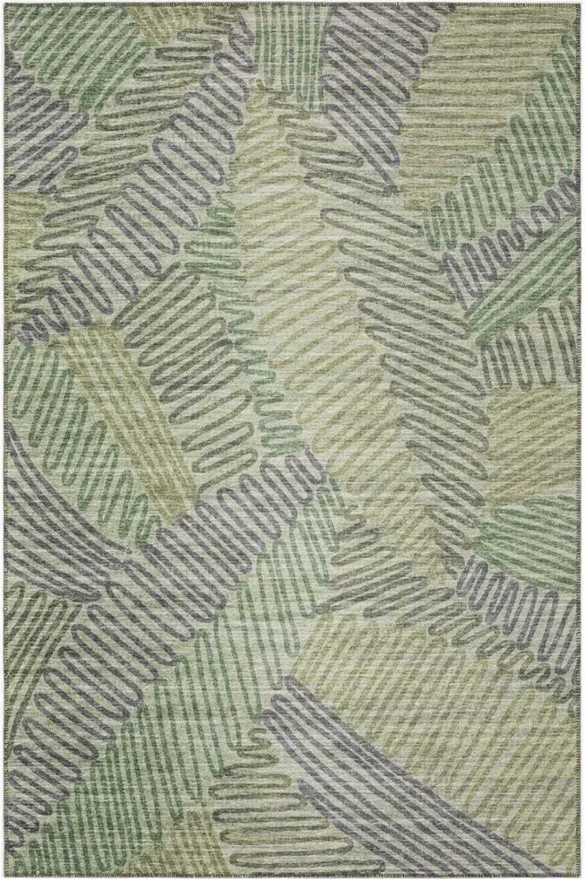 Earthy Elegance Moss Green Leaf 5'X8' Area Rug