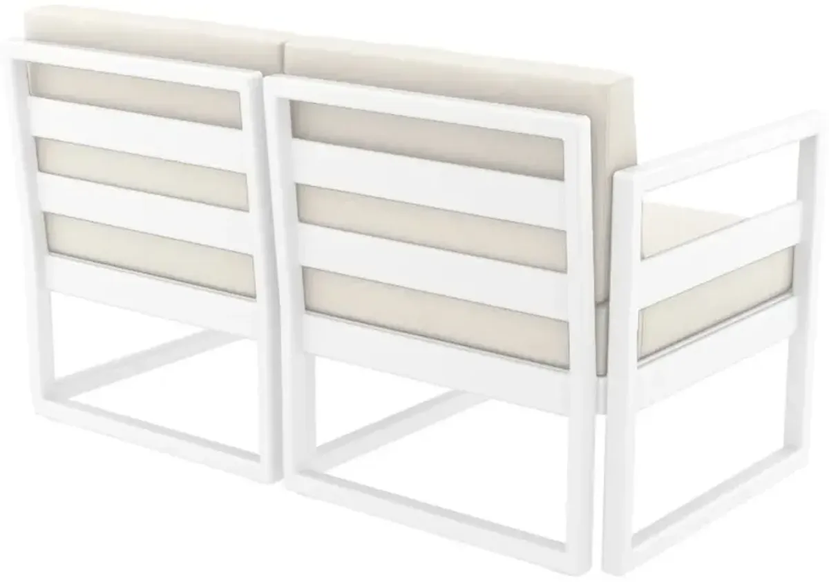 Compamia Mykonos Patio Loveseat White with Sunbrella Natural Cushion