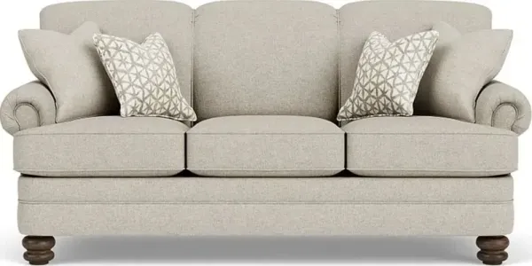 Flexsteel Bay Bridge Silver Fabric Driftwood Sofa