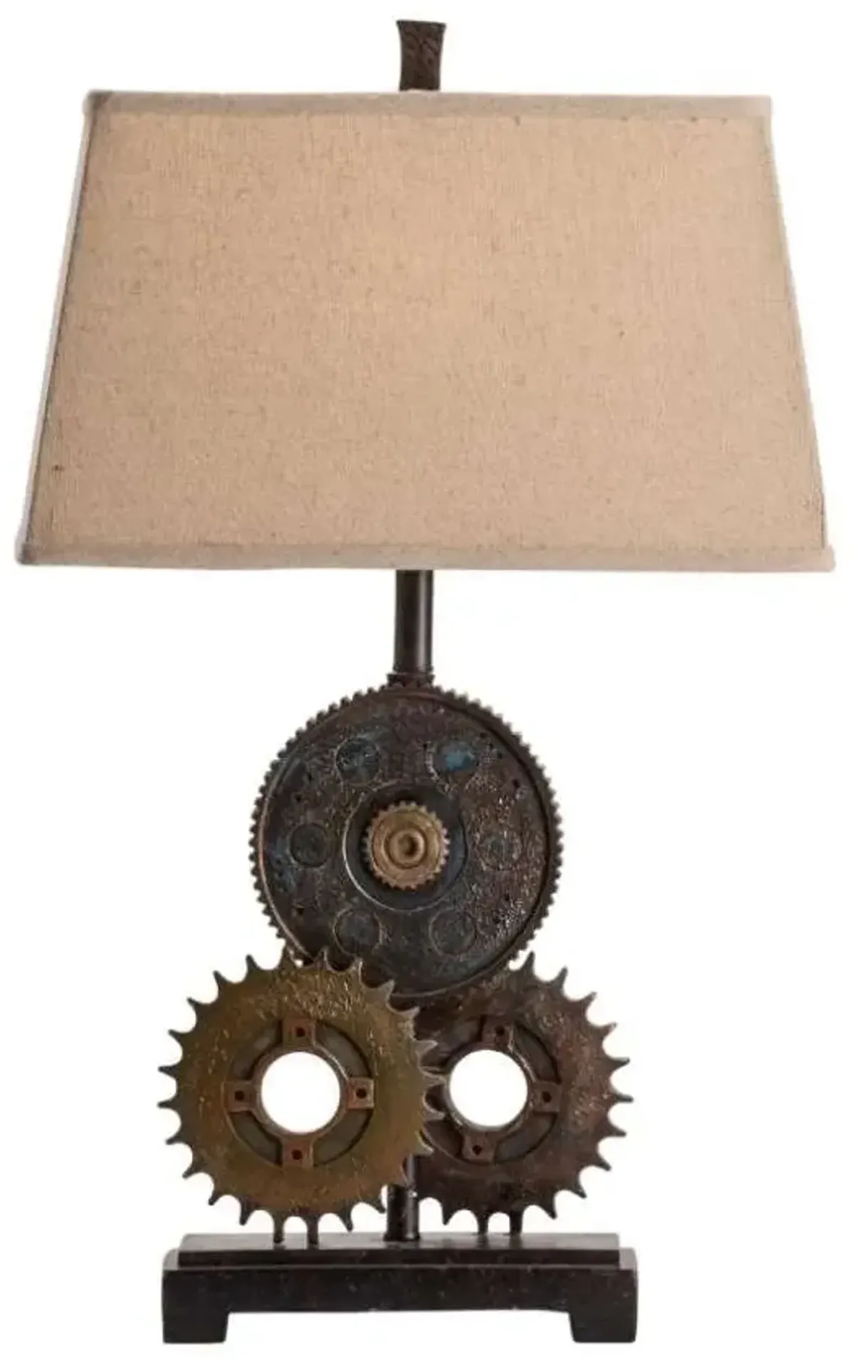 GEARS ANTIQUE METAL TABLE LAMP