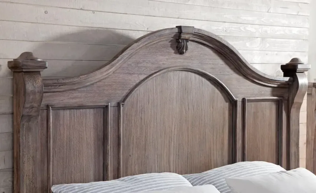 American Woodcrafters Heirloom Rustic Charcoal Queen Headboard