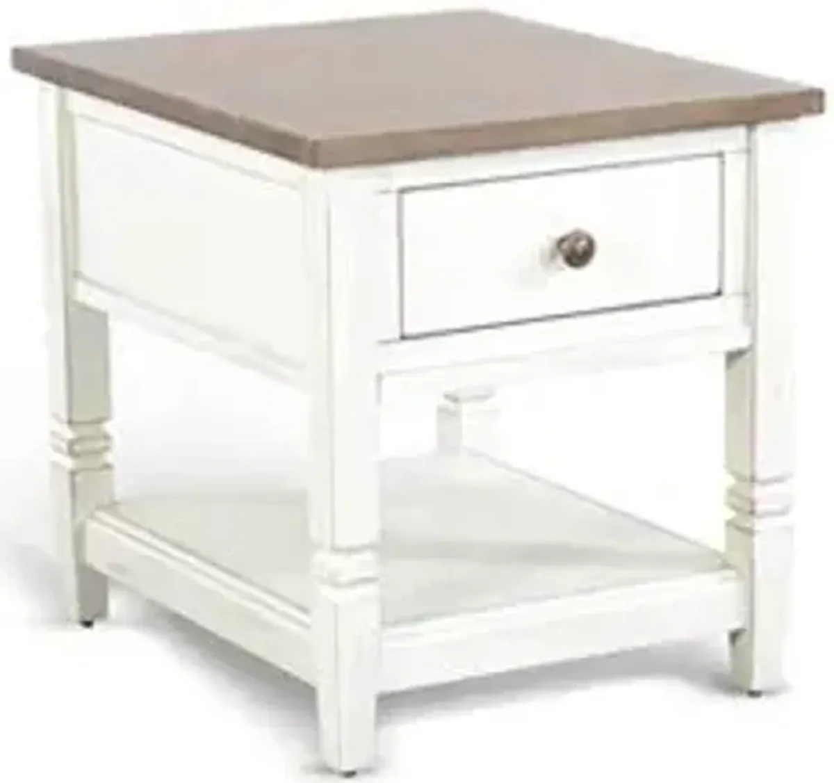 Sunny Designs Pasadena Marble White & Buckskin End Table