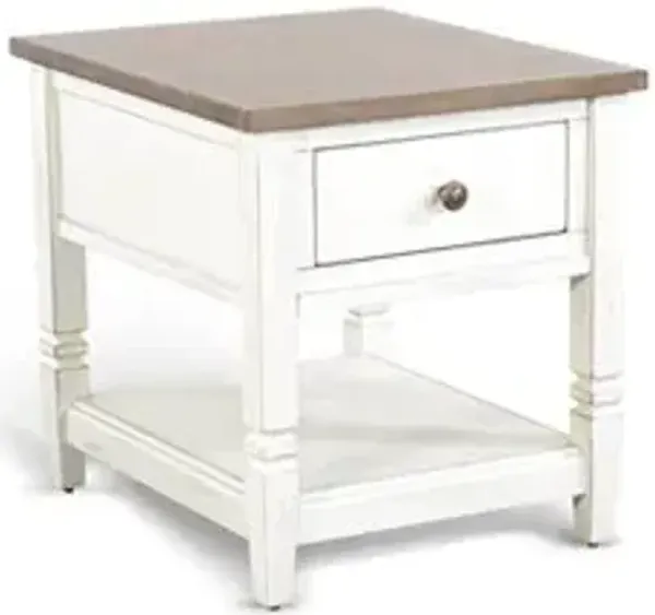 Sunny Designs Pasadena Marble White & Buckskin End Table