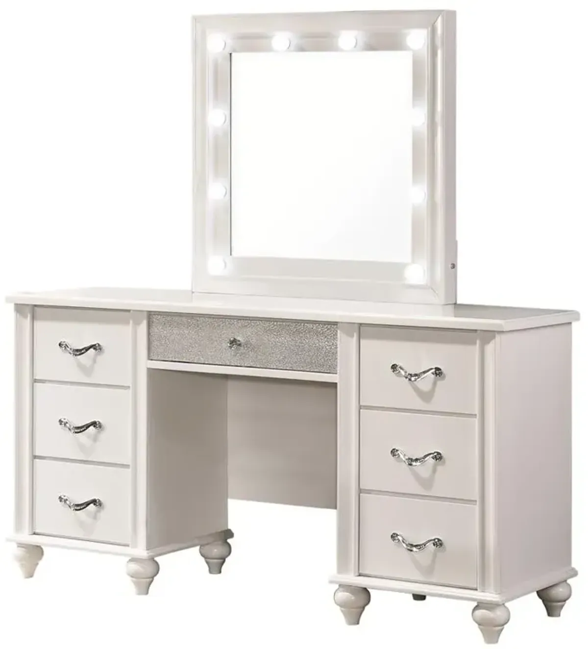 Coaster Barzini 7-Drawer Vanity Set with Lighting White