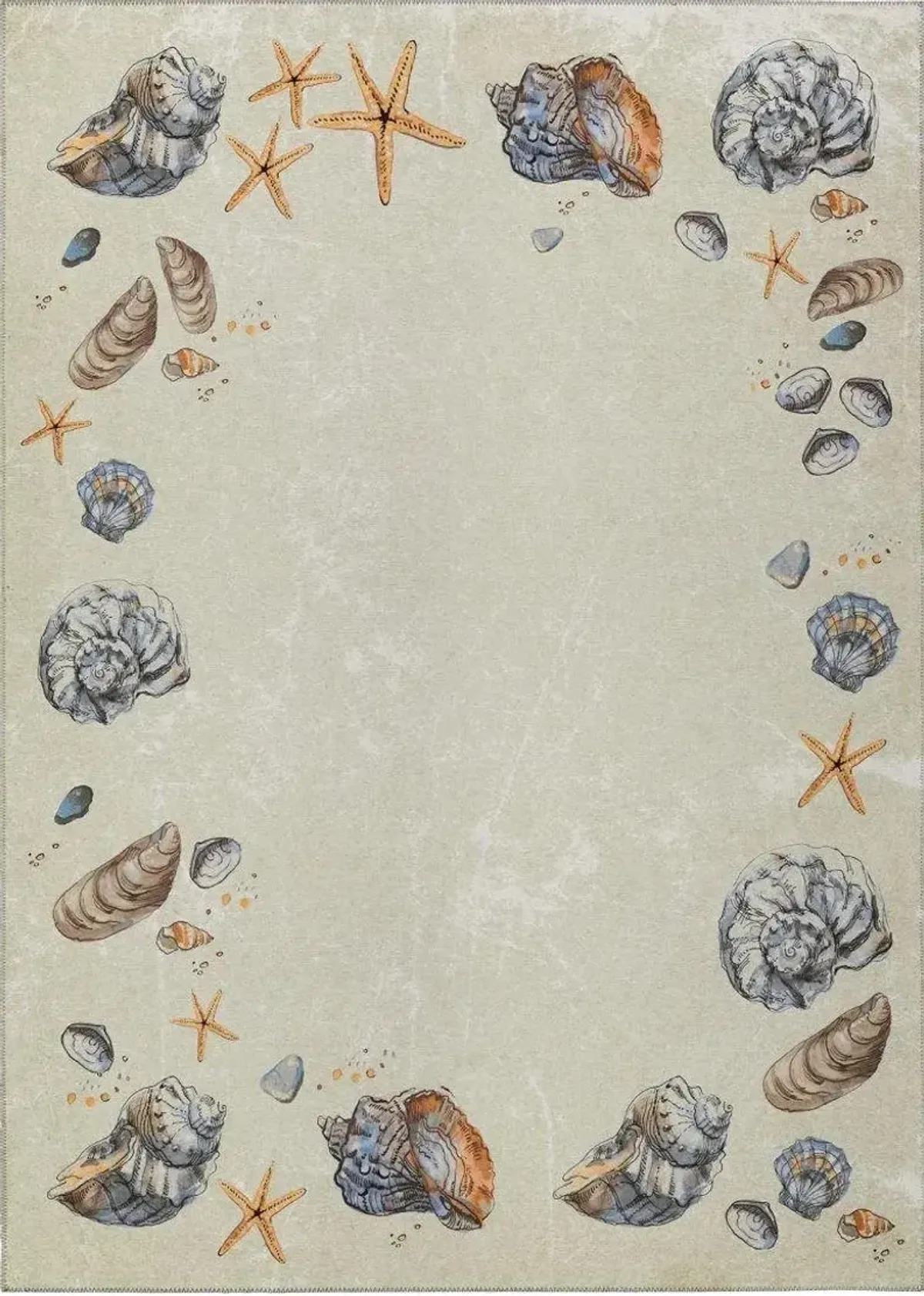 Dalyn Beachfront Harmony Seashell Frame On Sandy Canvas 5'X8' Area Rug