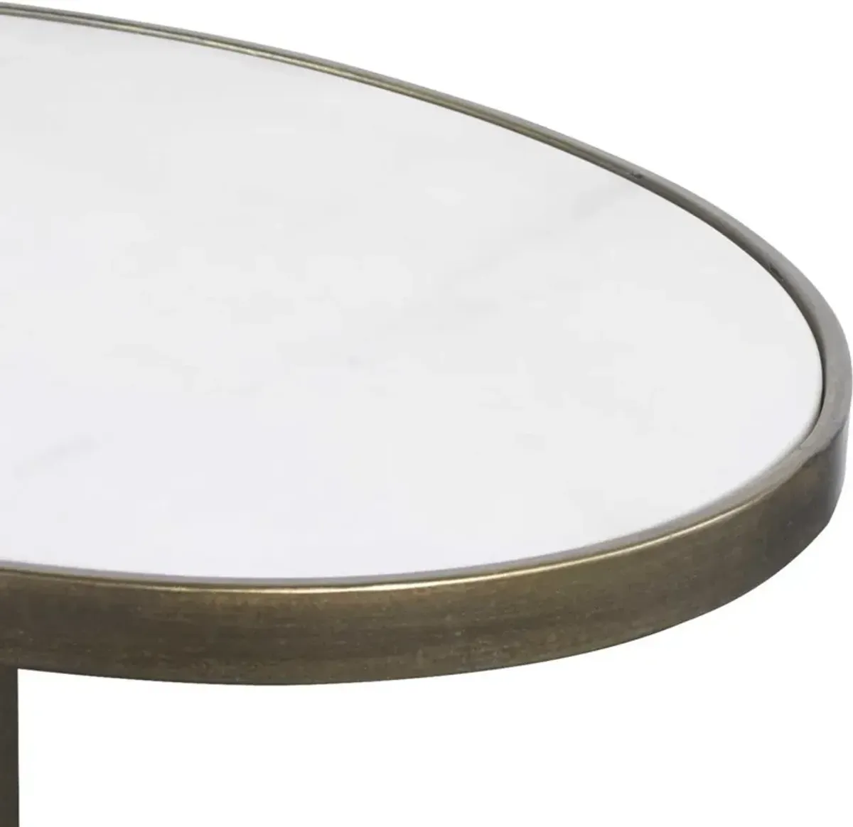 Uttermost Jessenia Antiqued Brushed Gold/White Marble Accent Table