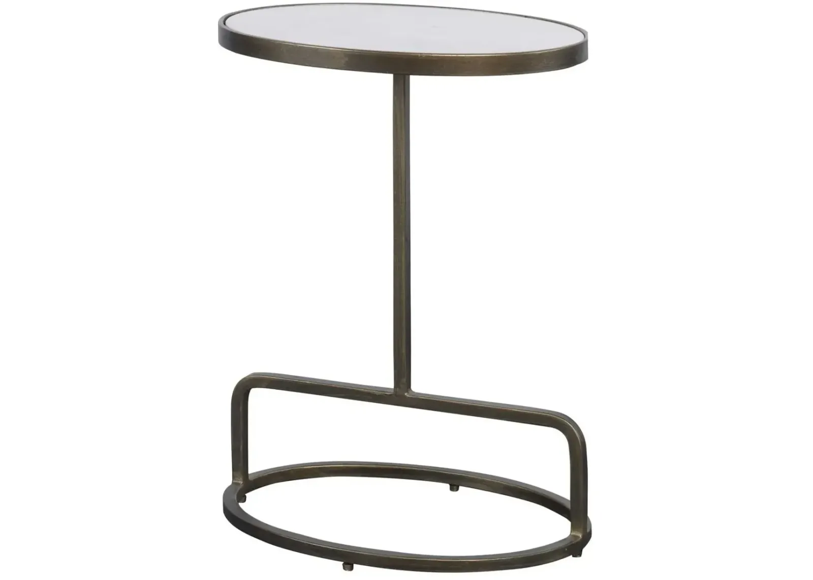 Uttermost Jessenia Antiqued Brushed Gold/White Marble Accent Table