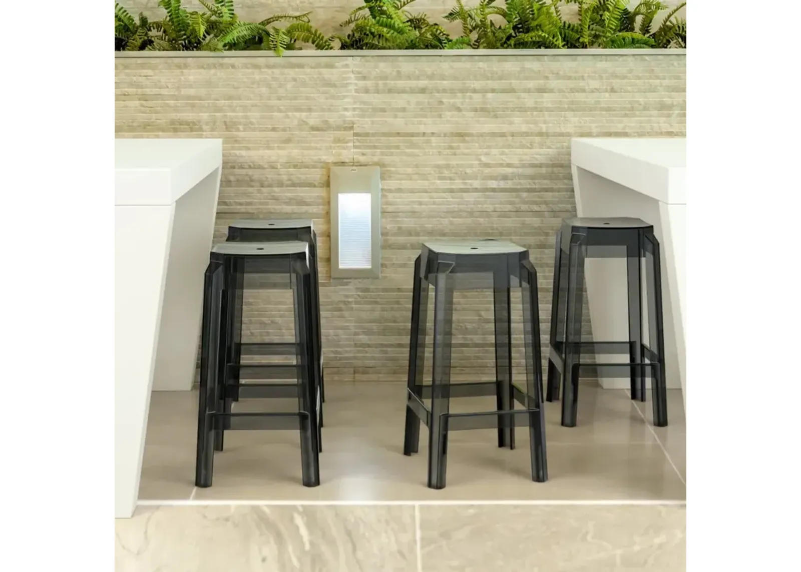 Compamia Fox Polycarbonate Counter Stool Transparent Black