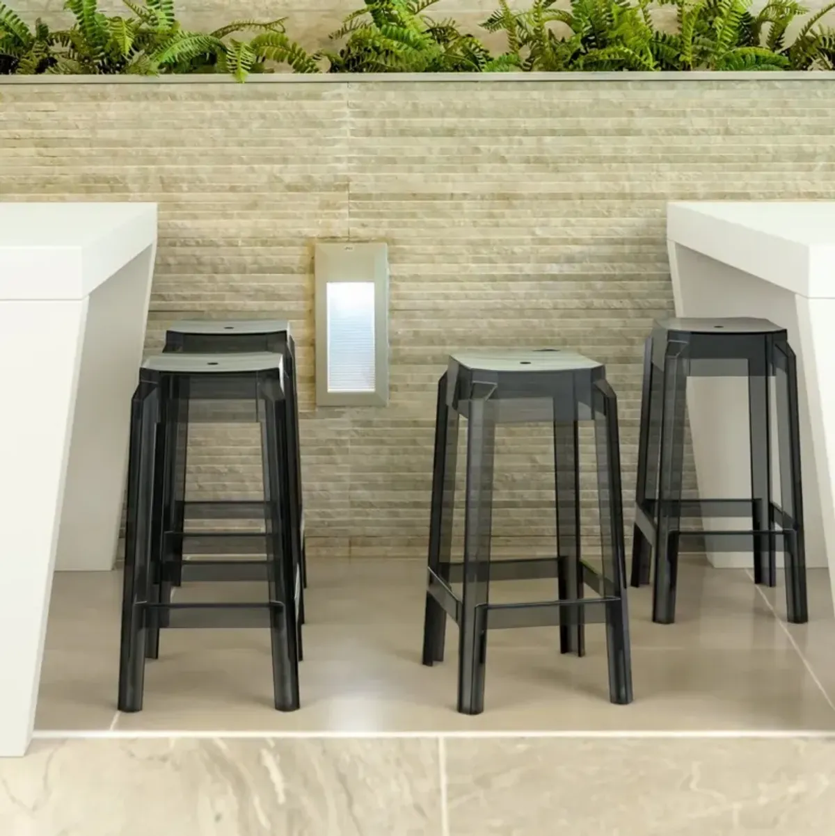 Compamia Fox Polycarbonate Counter Stool Transparent Black