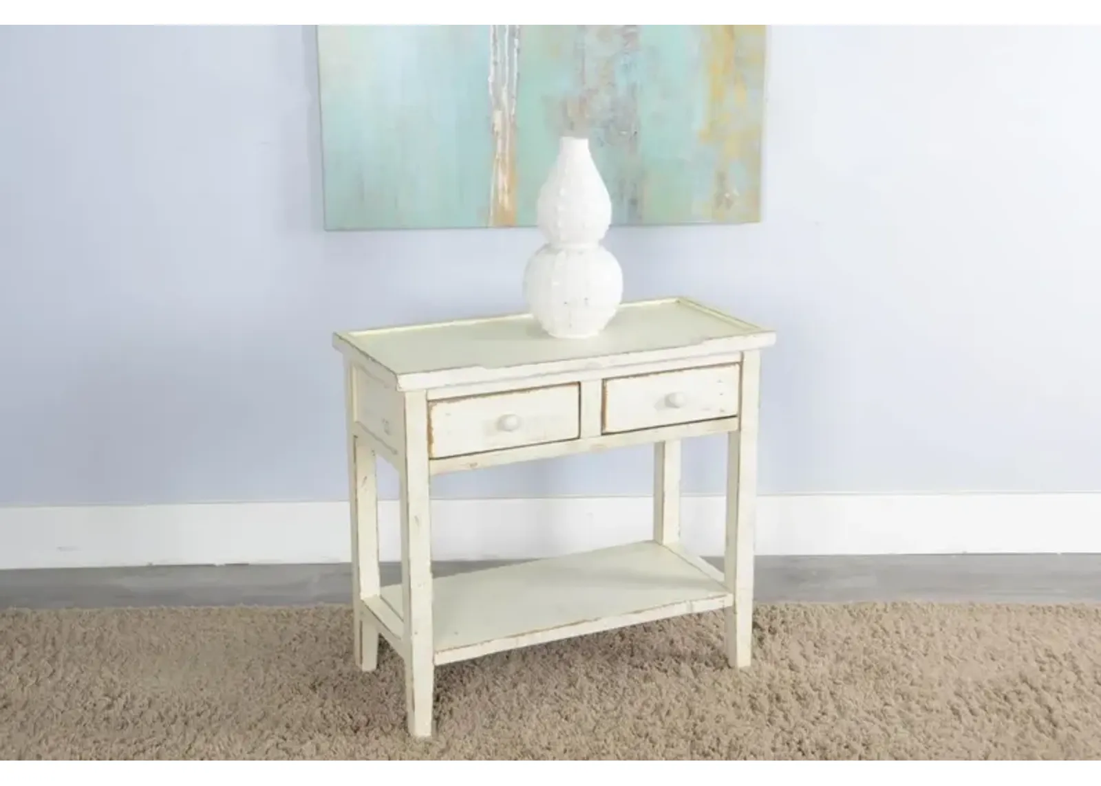 Sunny Designs Marina White Sand 26 Inch Side Table