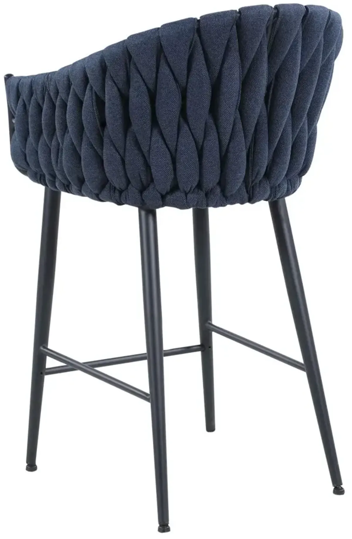 Chintaly Dina Blue Modern Bar Stool with Weave Back