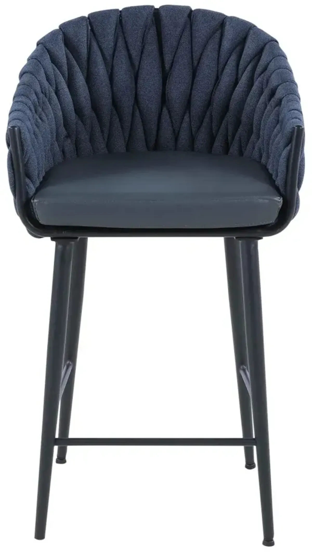 Chintaly Dina Blue Modern Bar Stool with Weave Back