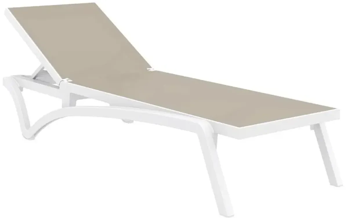 Pacific Sling Chaise Lounge Chair White Frame Taupe Sling