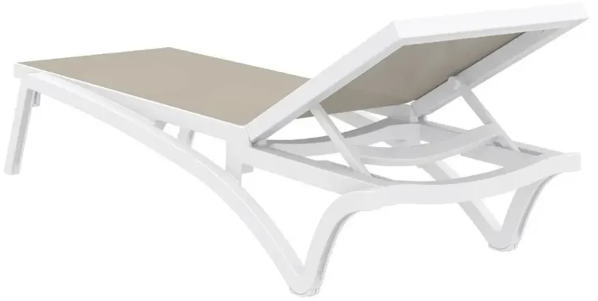 Compamia Pacific Sling Chaise Lounge Chair White Frame Taupe Sling