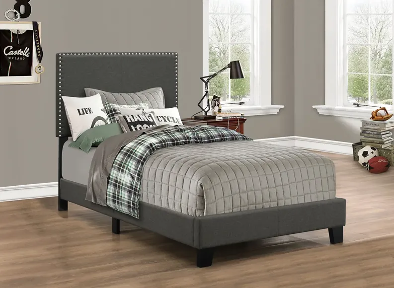 BOYD TWIN UPHOLSTERED BED CHARCOAL