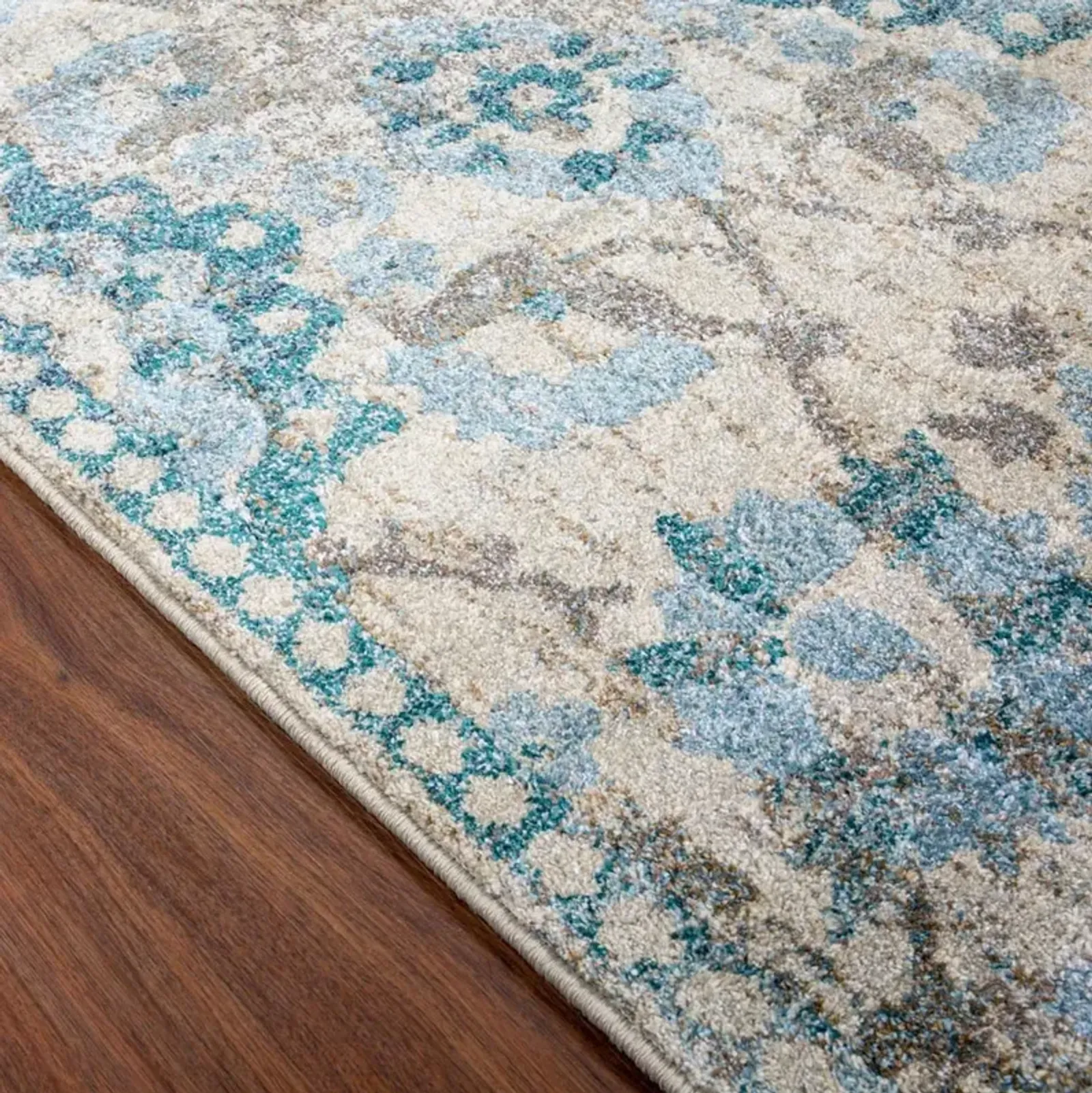 Dalyn Vintage Medallion Dreams Antigua Linen 5'X8' Area Rug in Distressed Blue Hues