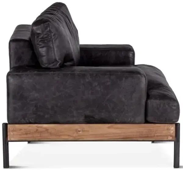 Home Trends Design Portofino Antique Ebony Distressed Leather Armchair